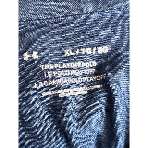 Under Armour The Playoff Polo Golf Shirt Navy Blue Short Sleeve Logo Men's XL - Picture 5 of 10
